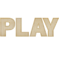 GlikCeil rattan letters set on wall creating a chic boho playroom focal point