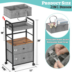 GLISWAM 4-tier rolling cart wheels for easy nursery mobility