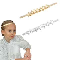 Glitter Star Headband gold detail close-up showing sparkling stars for festive outfits.