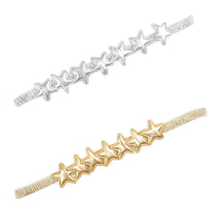 Glitter Star Headband silver detail highlights radiant shine for party occasions.