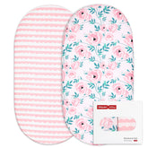 GLLQUEN BABY bassinet sheets in pink flower pattern for breathable sleep