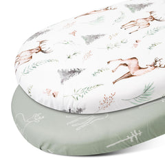 GLLQUEN BABY bassinet sheets front view with two-pack for convenient replacements