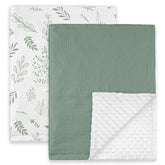 GLLQUEN BABY front muslin cotton blanket in greenery provides breathable warmth for newborns