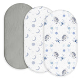 Gllquen Baby 3-pack muslin bassinet sheets, pack shot highlighting breathable fabric