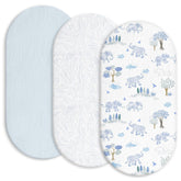 Gllquen Baby muslin bassinet sheets in light blue offer breathable night comfort.