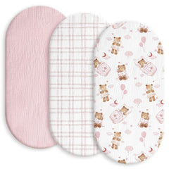 GLLQUEN BABY Bear Dream muslin sheets provide breathable comfort for baby