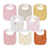 GLLQUEN BABY muslin drool bib front view, soft absorbent for daily protection