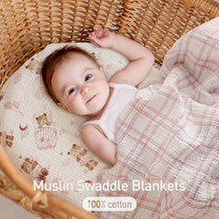 GLLQUEN BABY muslin swaddle blanket 38x40 inches for versatile swaddling
