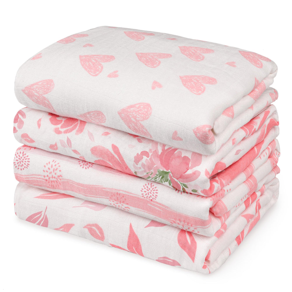 GLLQUEN BABY flowery pattern swaddle blanket for newborn comfort.