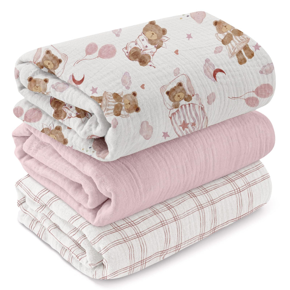 GLLQUEN BABY muslin swaddle blanket close-up texture for skin-friendly softness