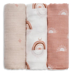 GLLQUEN BABY sun-pattern muslin blanket ideal for newborn swaddling and comfort