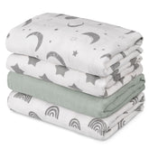 GLLQUEN BABY Star muslin swaddle blanket; breathable and gentle for newborn comfort.
