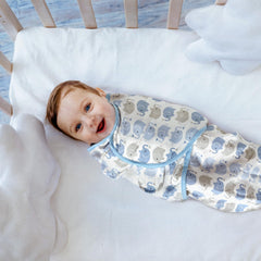GLLQUEN BABY swaddle sack soft cotton close-up, breathable comfort for all seasons.