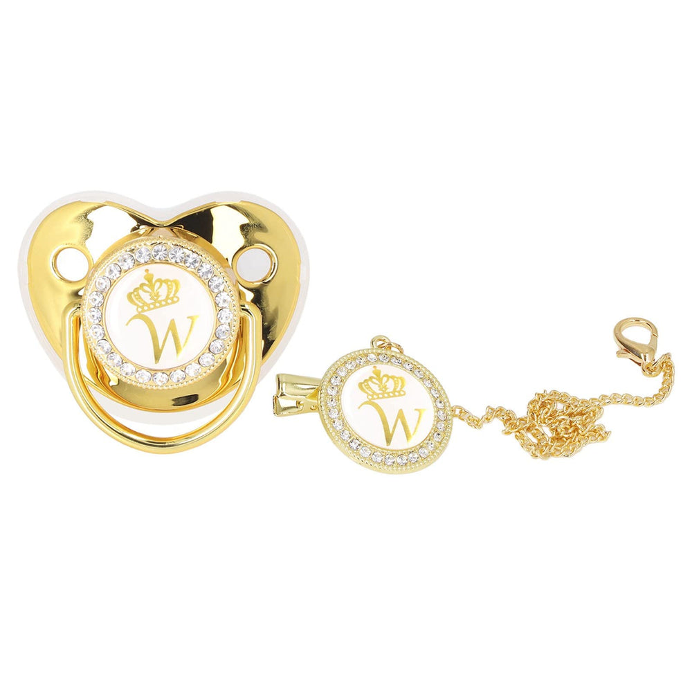 GLOGLOW golden crown rhinestone pacifier with rhinestones, ideal for stylish outings and photo shoots
