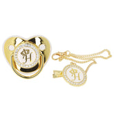 GLOGLOW Golden Letter Pacifier with bling design for newborn photography.