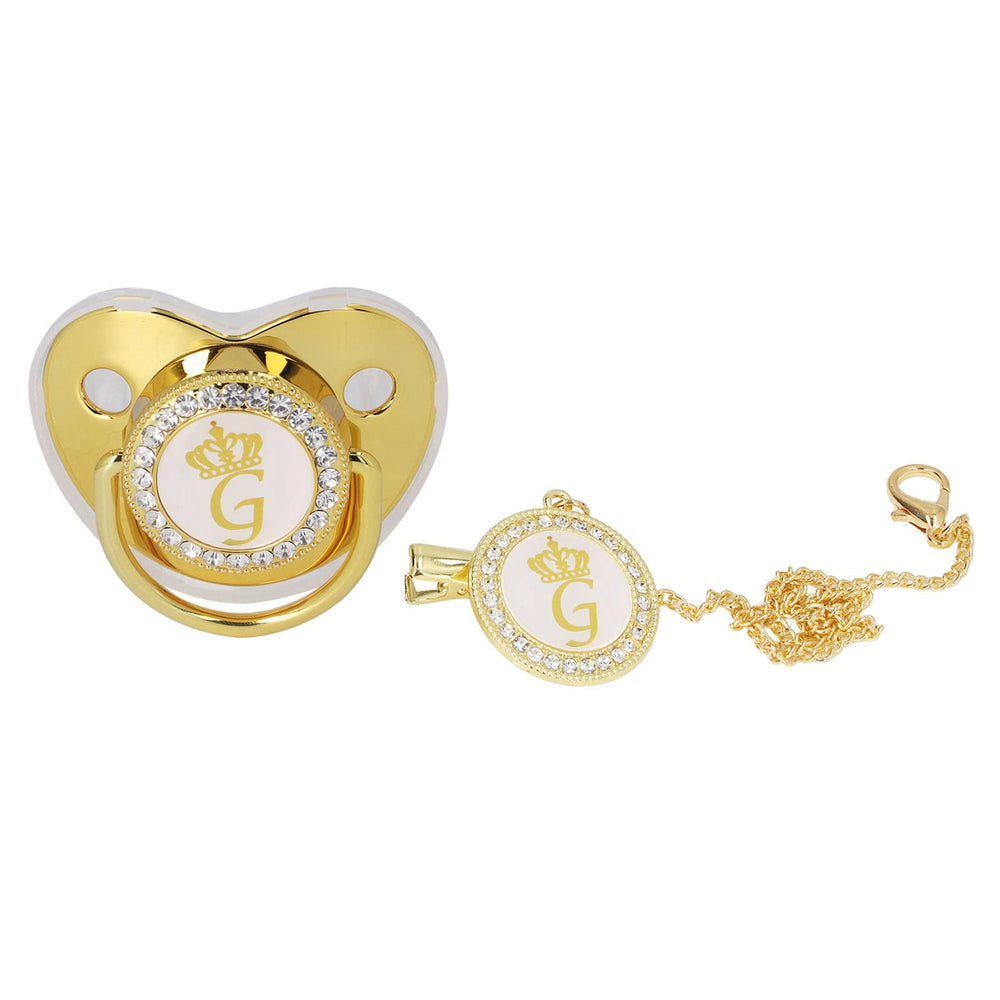 GLOGLOW golden-letter pacifier crown detail for elegant baby portraits