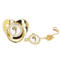 GLOGLOW golden letter pacifier with clips for stylish newborn photography.