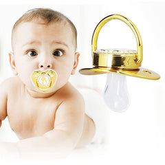 GLOGLOW letter-pattern pacifier with bling detail for fashionable baby moments.