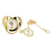 GLOGLOW personalized golden letter pacifier with bling for newborns, stylish soothing prop.