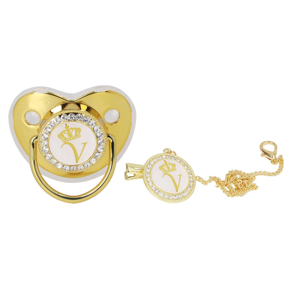 GLOGLOW personalized golden letter pacifier with bling design for newborn photos
