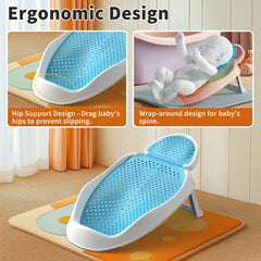GloTika Baby Bathtub Support with ergonomic curve for spine-friendly comfort.