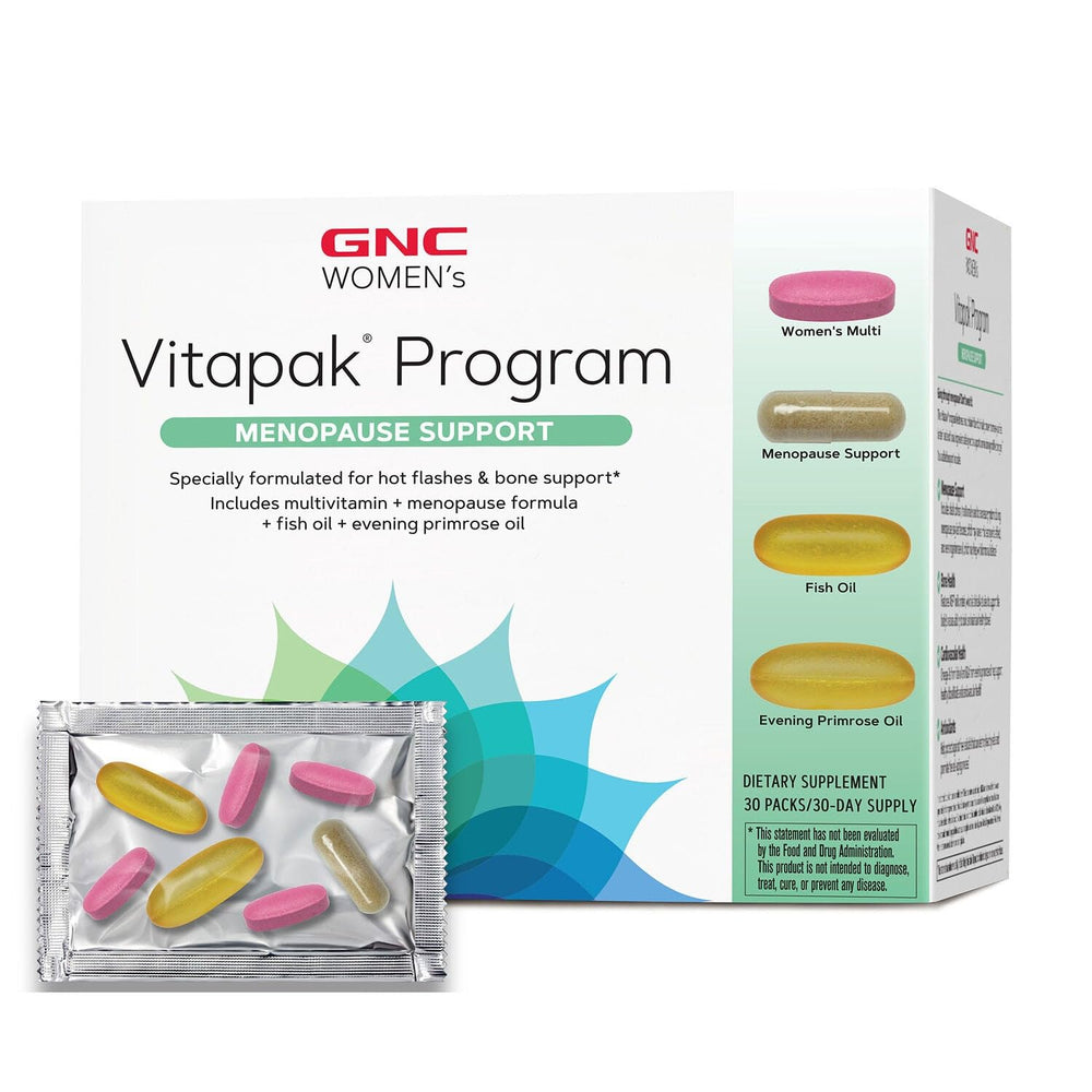 GNC Women’s Menopause Support Vitapak bottle for daily menopause support.