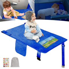 GoCozy toddler airplane bed navy front view provides comfy travel sleep and extra space.