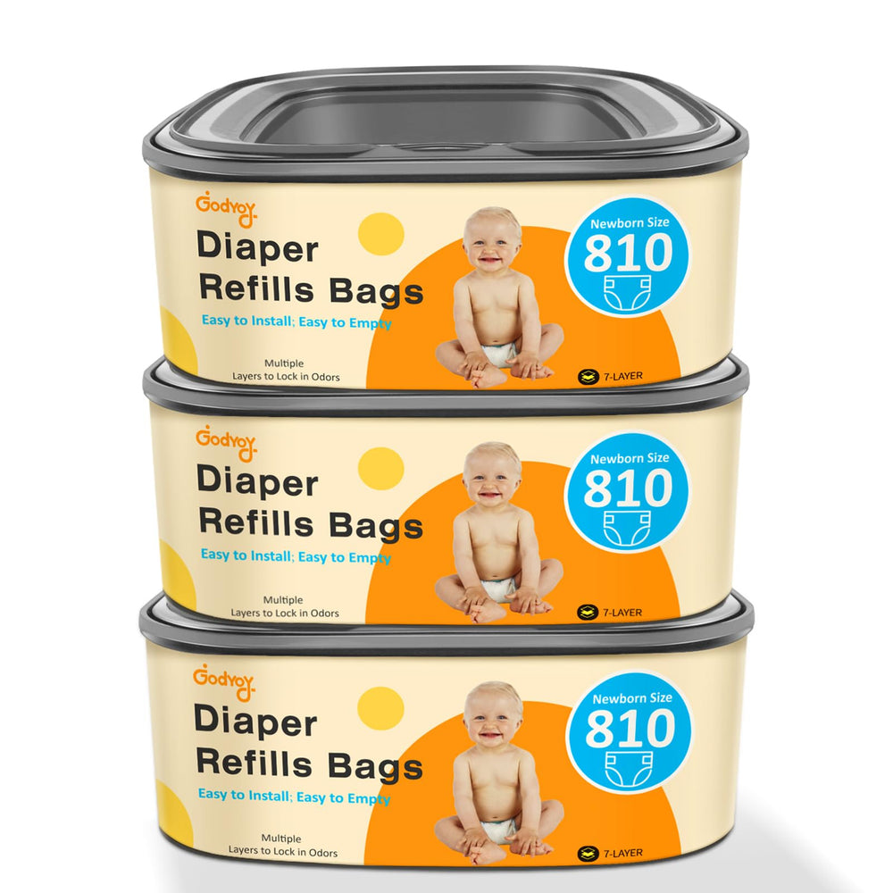 Godyoy jumbo square refill demonstrates compatibility with classic pail for secure disposal.