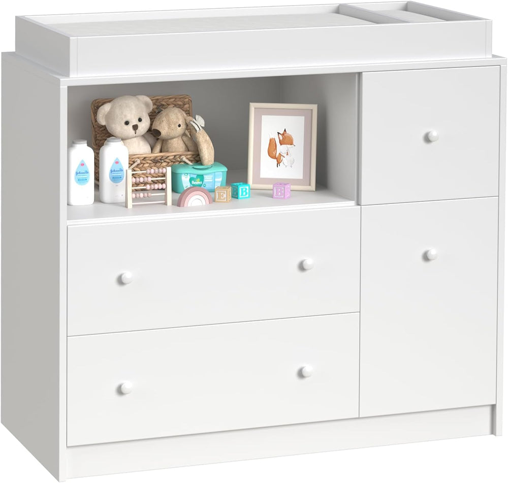 GOFEI baby changing dresser top table with ample surface for diaper changes.