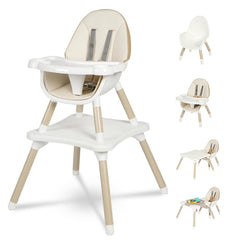 GoFirst 6-in-1 high chair in use, showing secure seating for a growing baby.