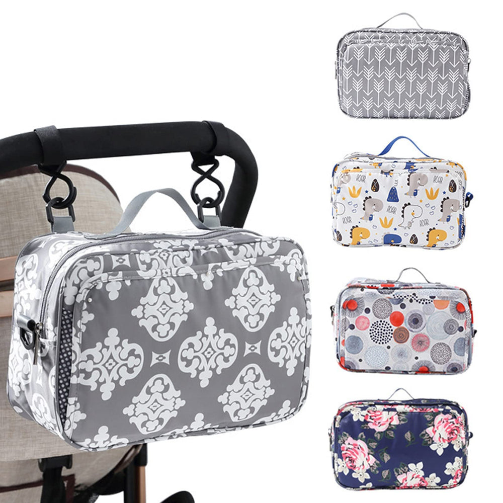 GOGOSO diaper bag organizer front view with bottle holder for on-the-go feeding