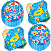 GOGUOGOFA 7-inch pool plates in blue for outdoor pool party dining