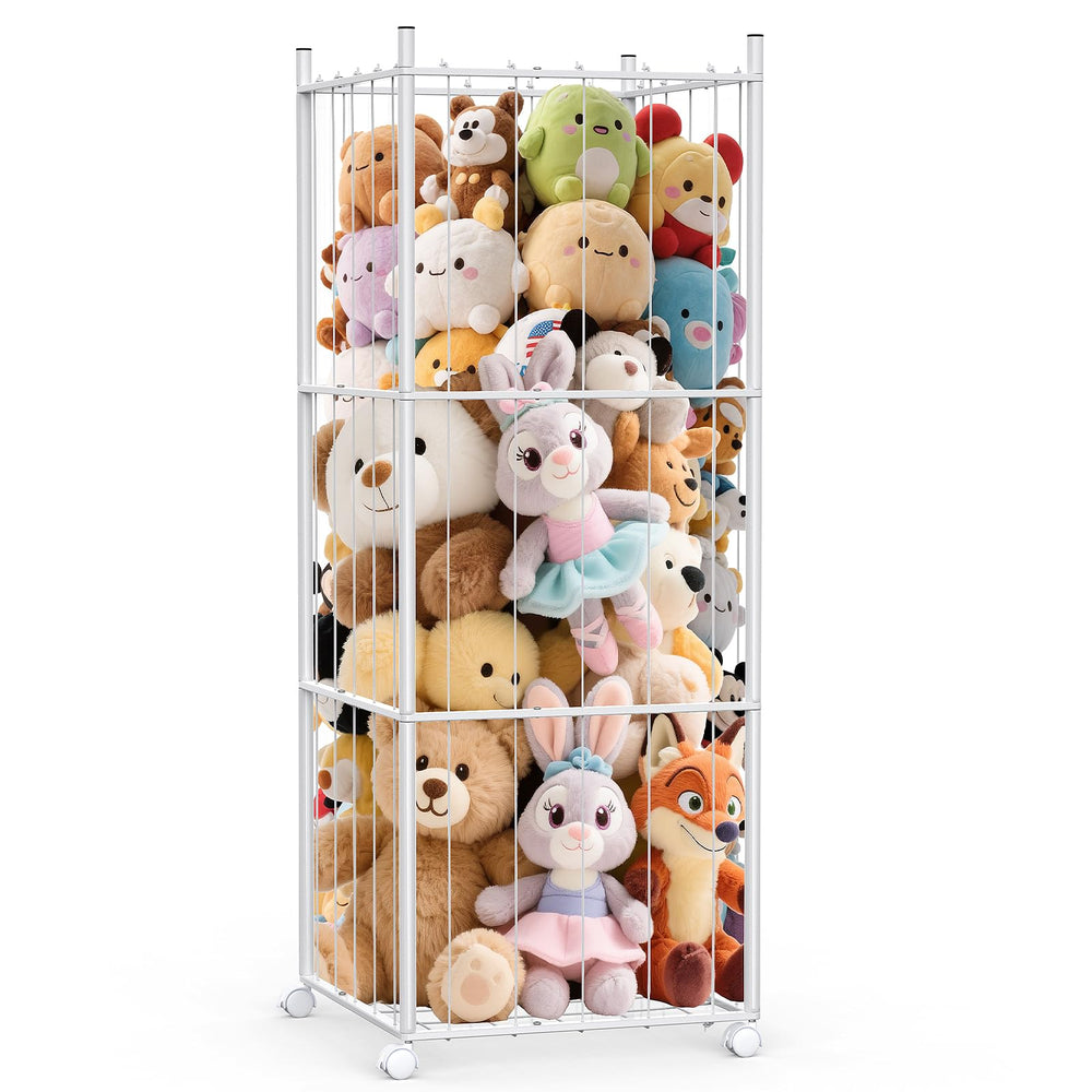 GoKEDA stuffed animal storage tower side view showing compact vertical design for nurseries
