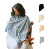 Gold Mamas Ponchy blue nursing cover with breathable knit fabric for comfortable privacy