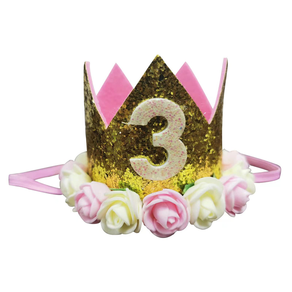 Golden Swallow birthday crown baby headband for adorable birthday photos