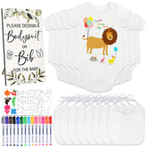 GOLDGE DIY kit packaging with eight bodysuits and bibs for a ready-to-create baby shower.