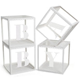 Golray scalloped baby boxes with letters set for elegant baby shower decor.