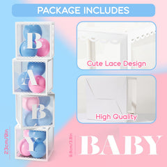 Golray transparent balloon boxes ready to create a festive gender reveal setup.