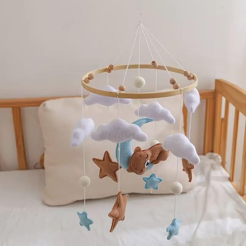 GOODMOM Sleeping Bear crib mobile with bear theme calms babies through gentle motion