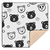 GOODOLD Black White Bears Play Mat spread on floor, spacious for baby play.