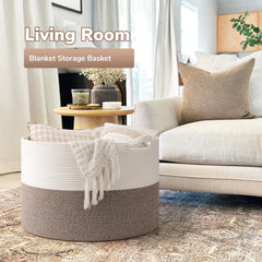 Goodpick 115L blanket basket with handles, easy to carry between rooms.