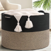 Goodpick 115L extra large blanket basket with rope handles for easy transport.