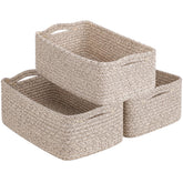 Goodpick Baskets 3-pack in white and brown for organized shelf storage.