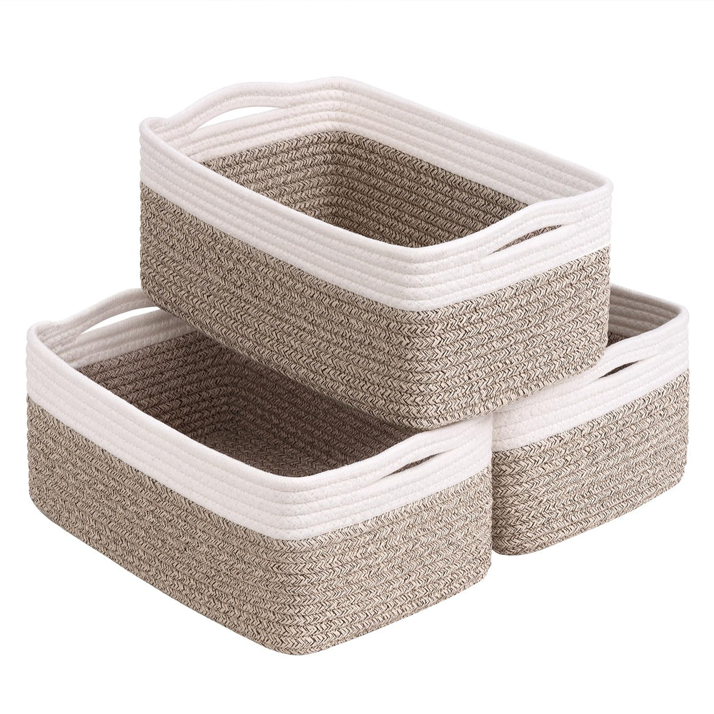 Goodpick rectangular organizer baskets lay neatly on shelves for toy storage and clutter control