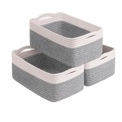 Goodpick rectangular cotton rope basket on a shelf for neat storage and quick access
