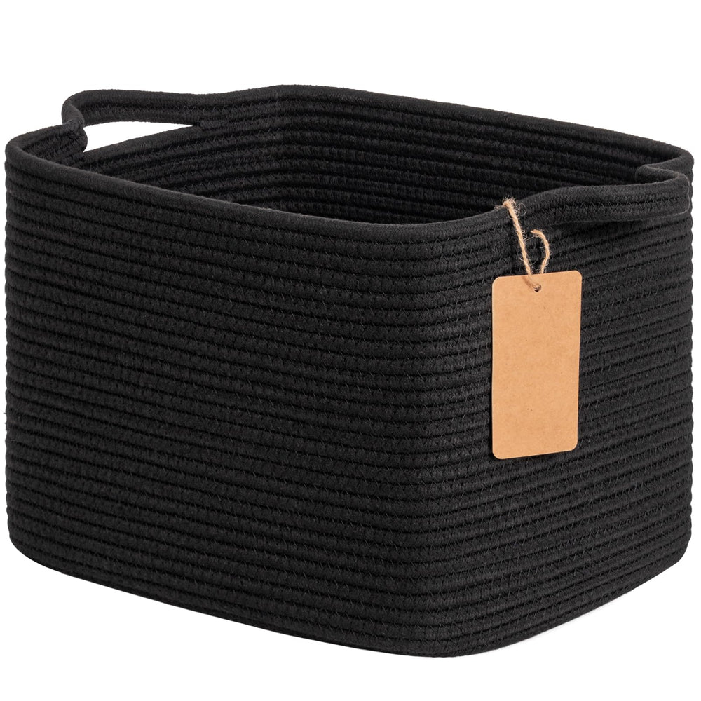 Goodpick black storage basket on a shelf for organized living spaces