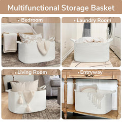 Goodpick blanket basket large white folded-storage demonstrates space-saving design