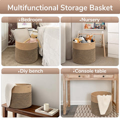 Goodpick cotton rope basket with handles for portable laundry.