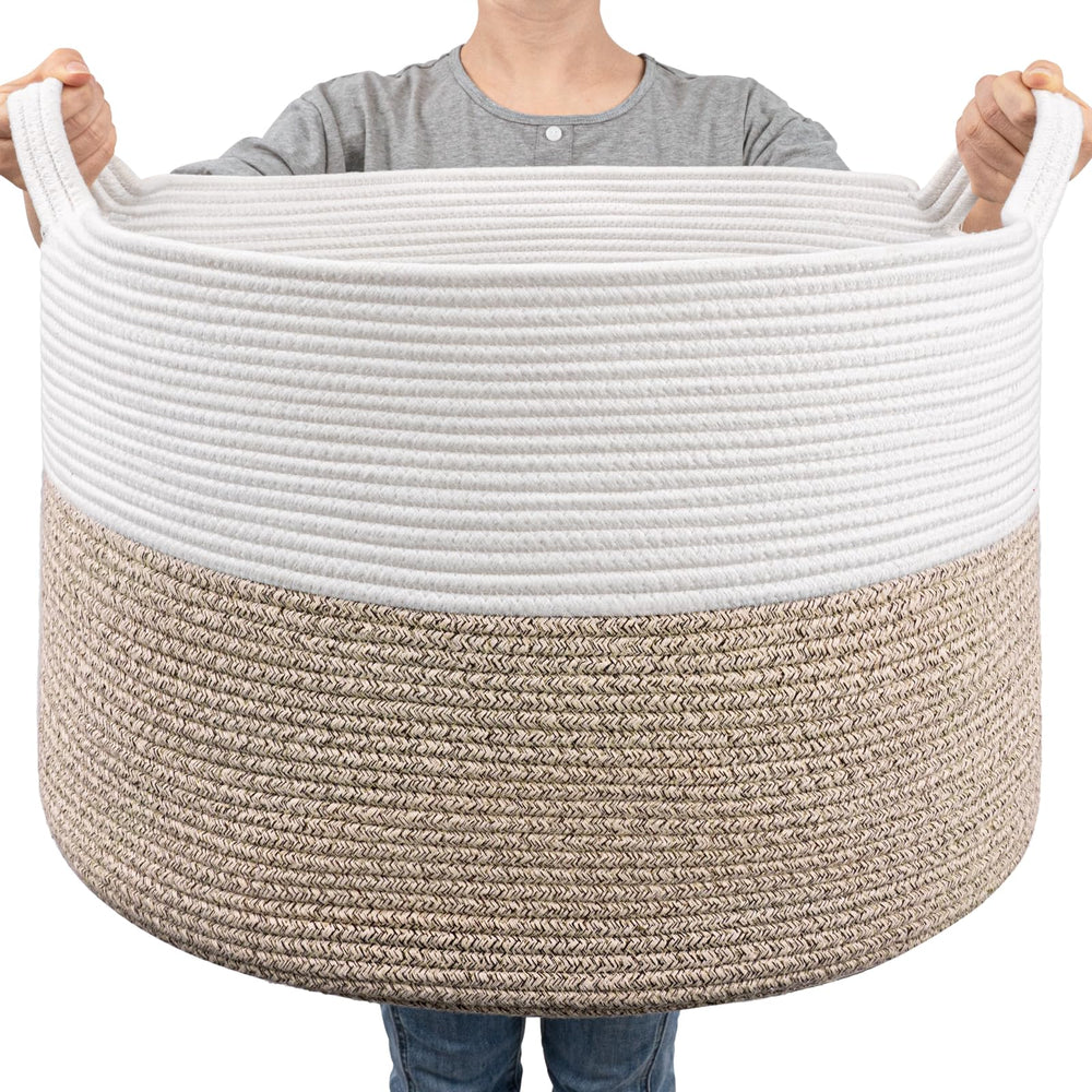 Goodpick large cotton rope basket overview showing spacious storage and natural design