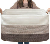 Goodpick large woven basket showcasing blanket storage capacity